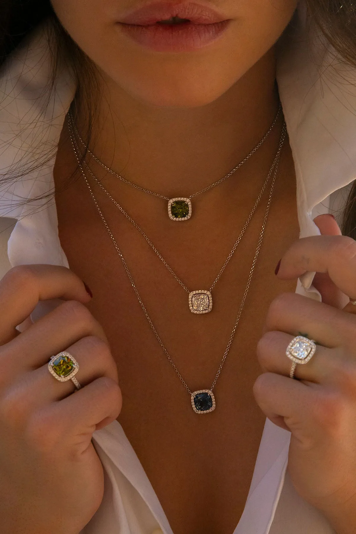 Adjustable Necklace with Khaki Square Stone