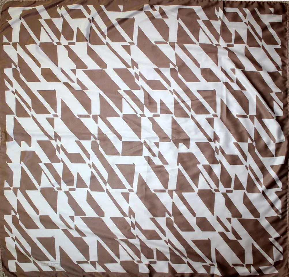 Aker Satin Square Hijab Scarf 6749 932 Beige / White