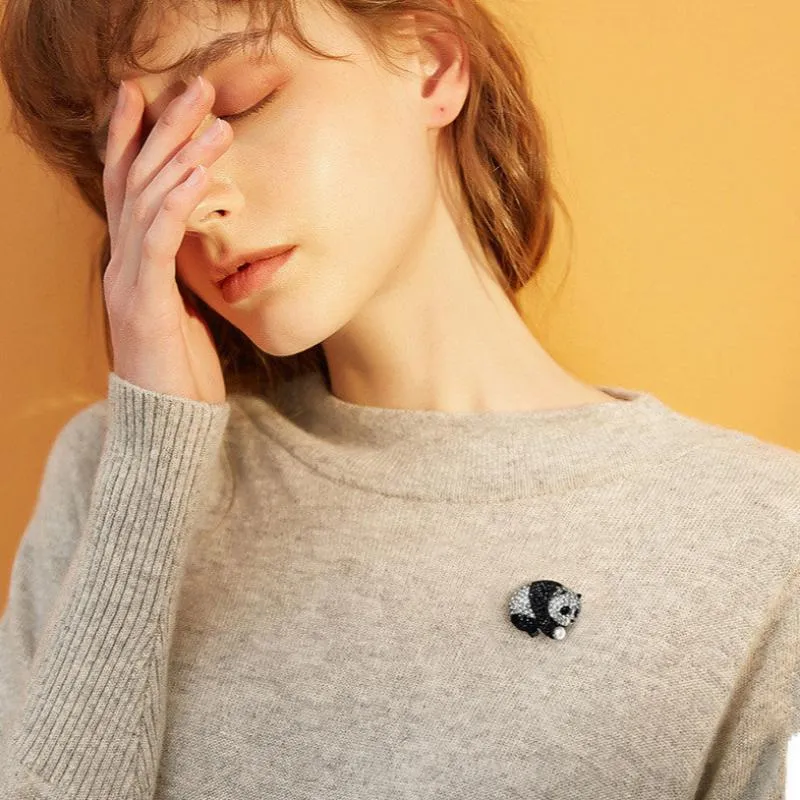 Alloy Panda Brooch - Cute Cartoon Full Drill Jewelry