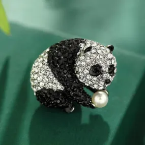 Alloy Panda Brooch - Cute Cartoon Full Drill Jewelry