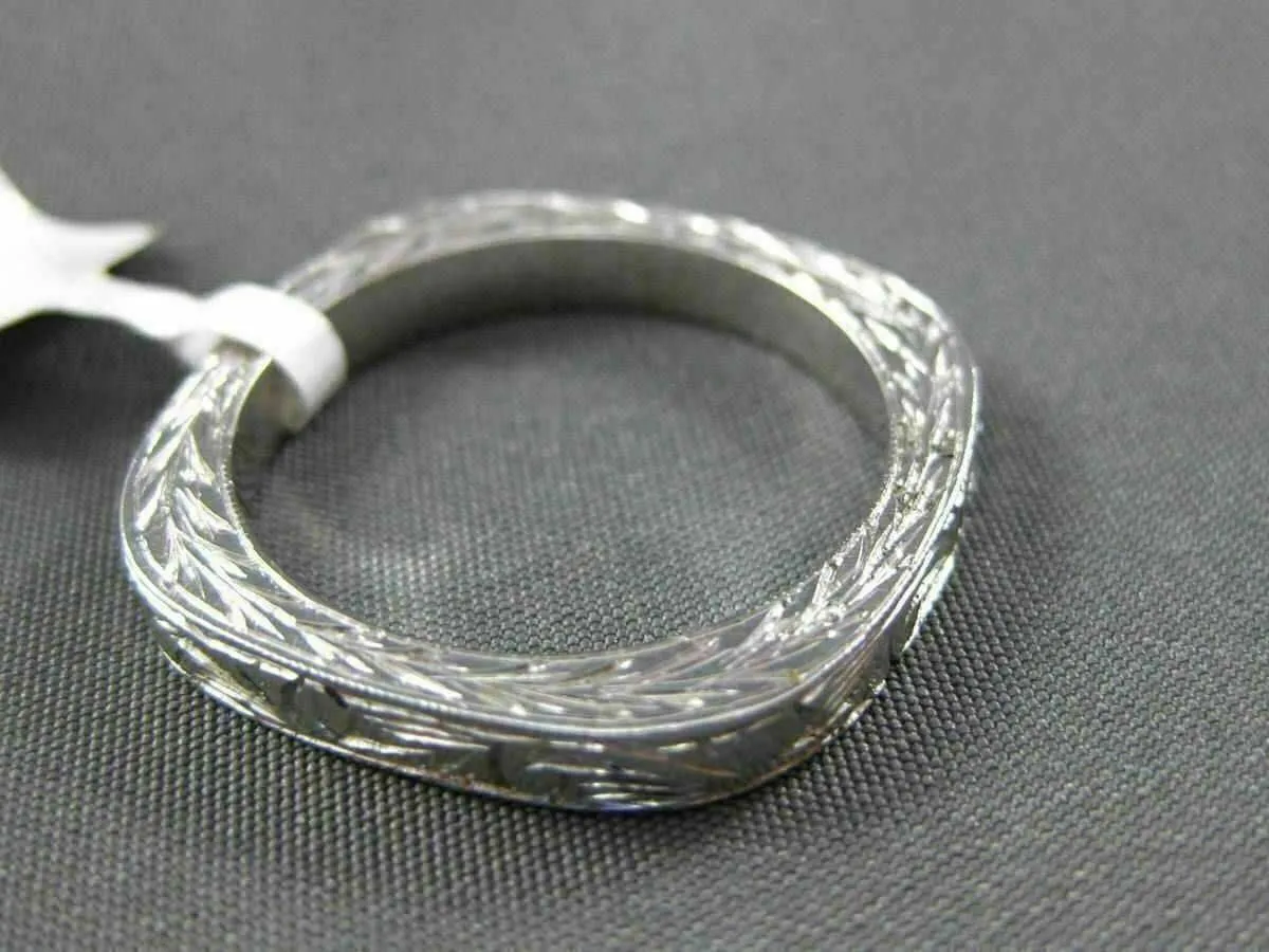 ANTIQUE 18KT WHITE GOLD CLASSIC FILIGREE MILGRAIN WEDDING ANNIVERSARY RING #1053
