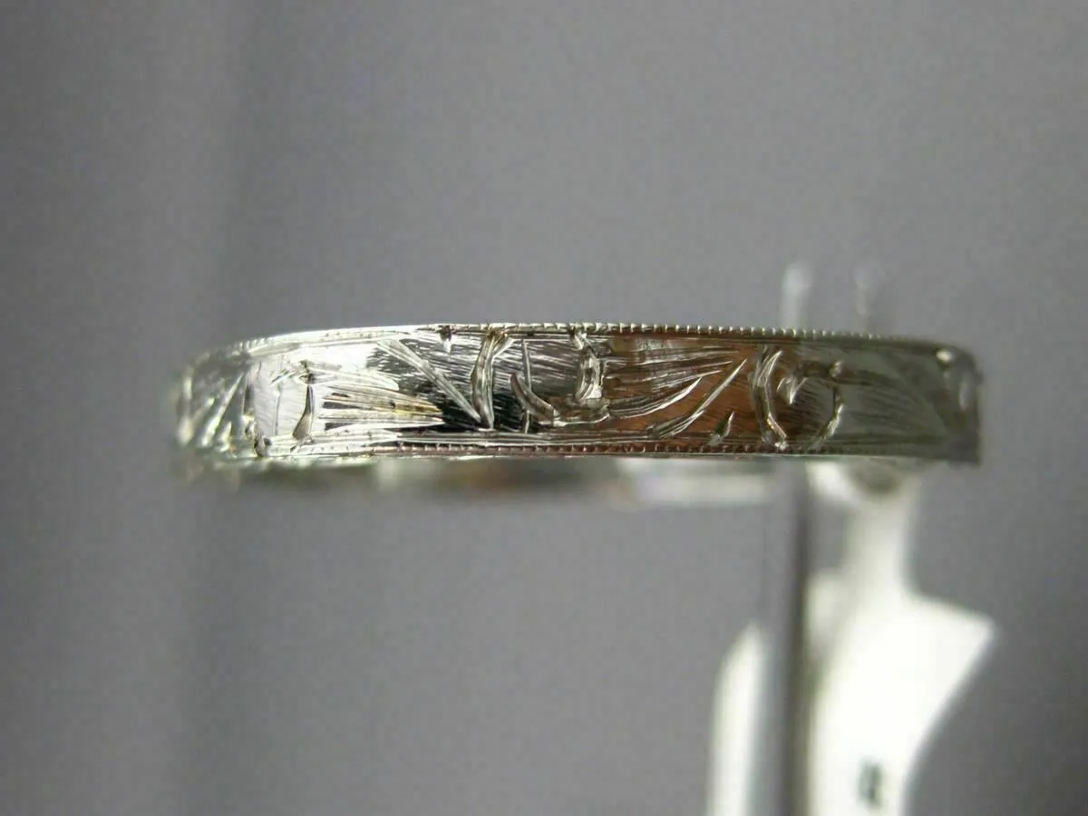 ANTIQUE 18KT WHITE GOLD CLASSIC FILIGREE MILGRAIN WEDDING ANNIVERSARY RING #1053