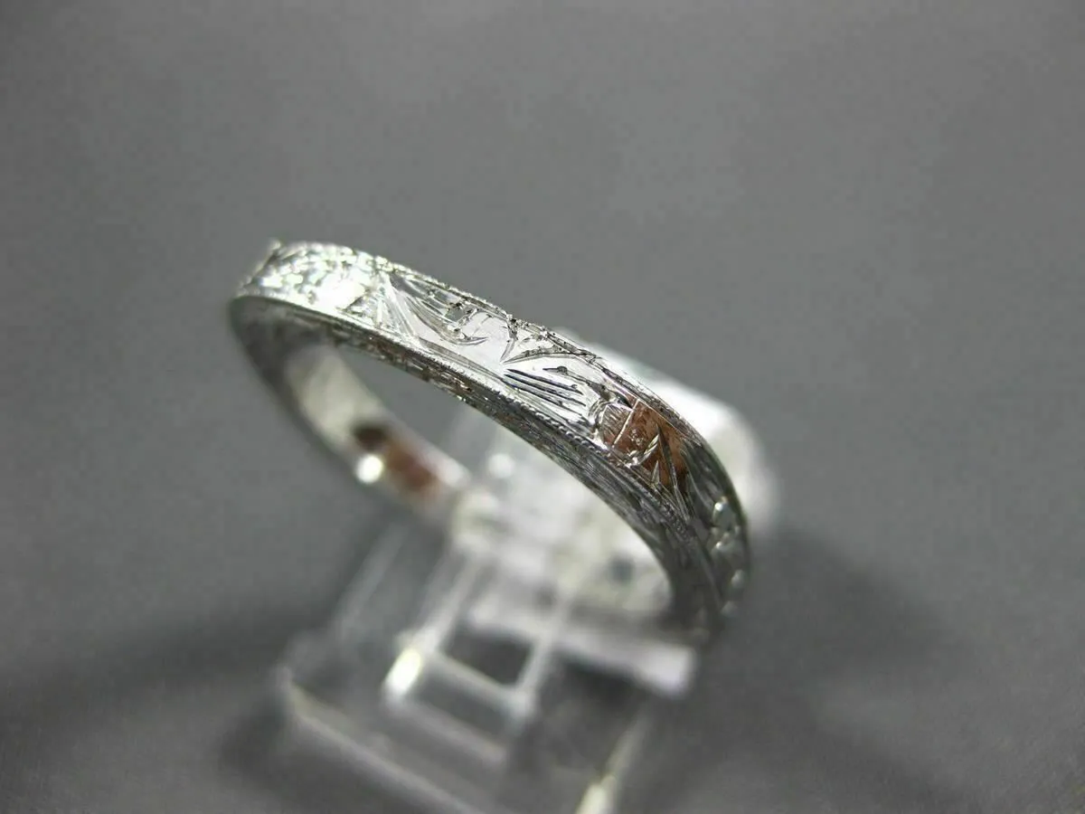 ANTIQUE 18KT WHITE GOLD CLASSIC FILIGREE MILGRAIN WEDDING ANNIVERSARY RING #1053