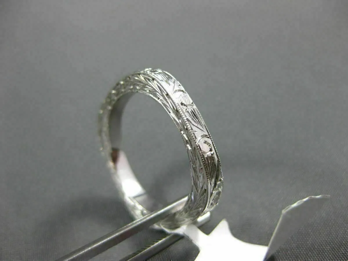 ANTIQUE 18KT WHITE GOLD CLASSIC FILIGREE MILGRAIN WEDDING ANNIVERSARY RING #1053