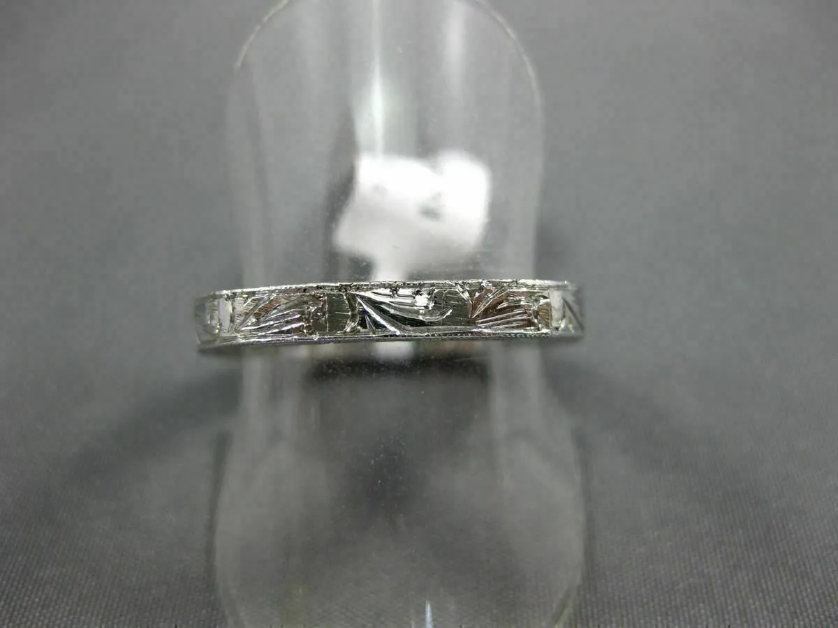 ANTIQUE 18KT WHITE GOLD CLASSIC FILIGREE MILGRAIN WEDDING ANNIVERSARY RING #1053