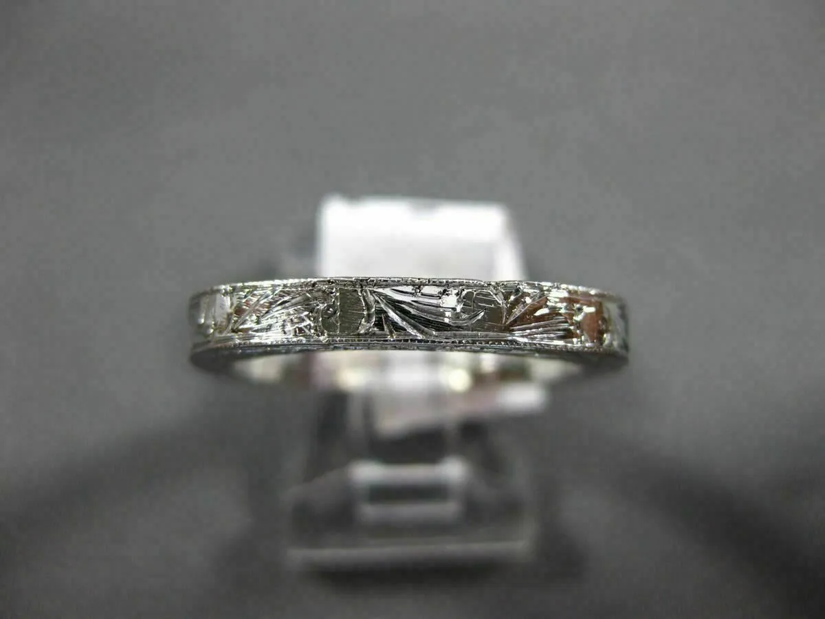 ANTIQUE 18KT WHITE GOLD CLASSIC FILIGREE MILGRAIN WEDDING ANNIVERSARY RING #1053