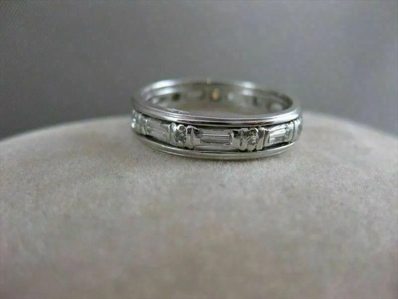 ANTIQUE .83CTW DIAMOND FILIGREE ETERNITY WEDDING PLATINUM ANNIVERSARY RING #3290