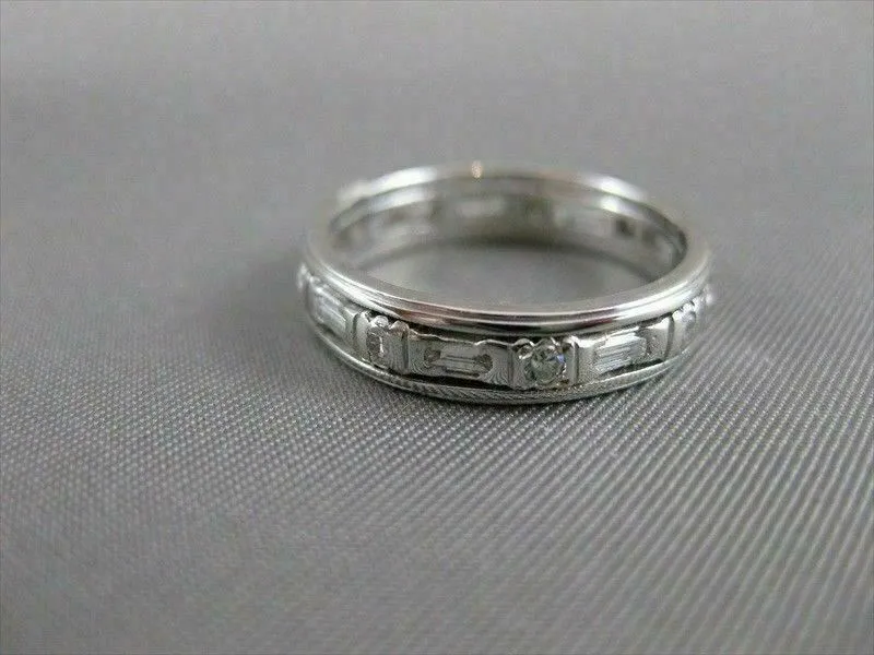 ANTIQUE .83CTW DIAMOND FILIGREE ETERNITY WEDDING PLATINUM ANNIVERSARY RING #3290