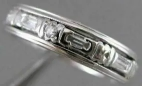 ANTIQUE .83CTW DIAMOND FILIGREE ETERNITY WEDDING PLATINUM ANNIVERSARY RING #3290