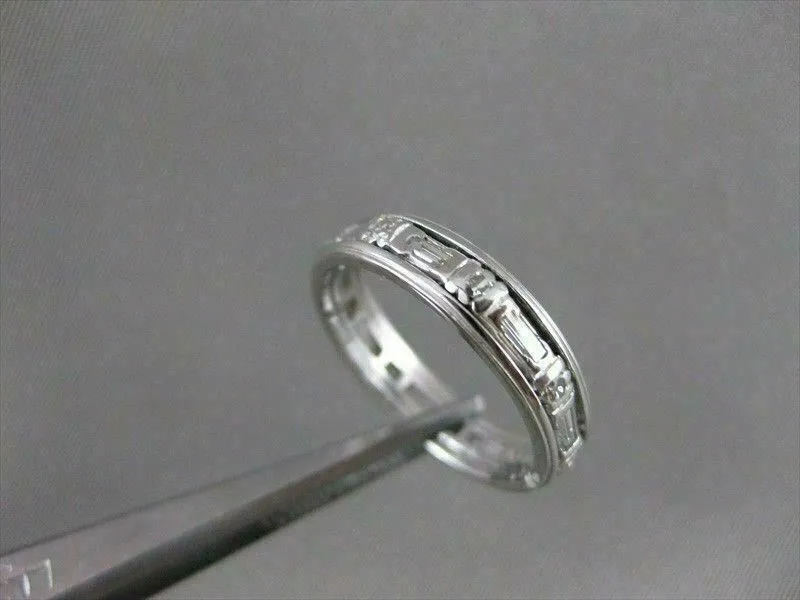 ANTIQUE .83CTW DIAMOND FILIGREE ETERNITY WEDDING PLATINUM ANNIVERSARY RING #3290