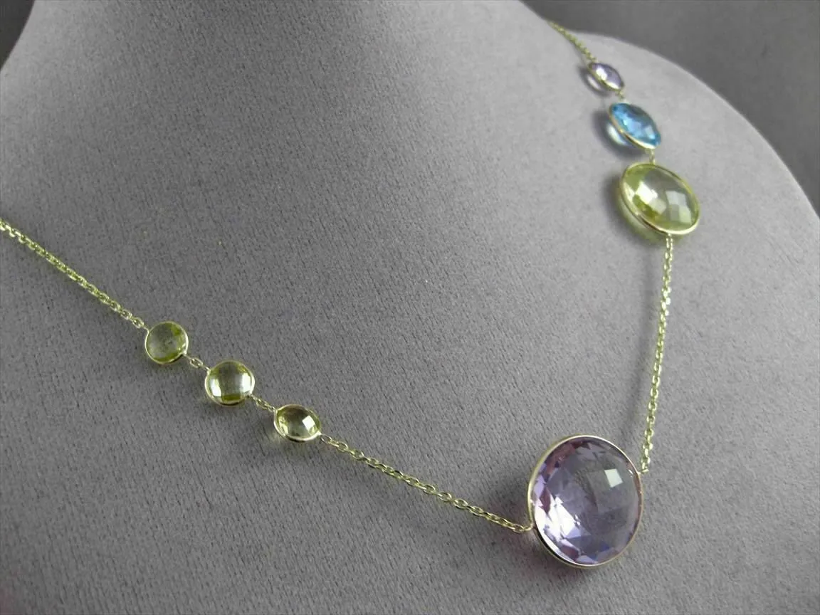 ANTIQUE EXTRA LONG 55.0C MULTI FACET & GEM BY THE YARD 14KT YELLOW GOLD NECKLACE