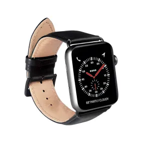 Apple Watch (38/40/SE/41/42mm) GEAR Buffalo Ægte Læder Rem - Sort