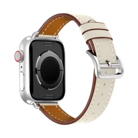 Apple Watch (41mm) breathable genuine leather watch strap - White