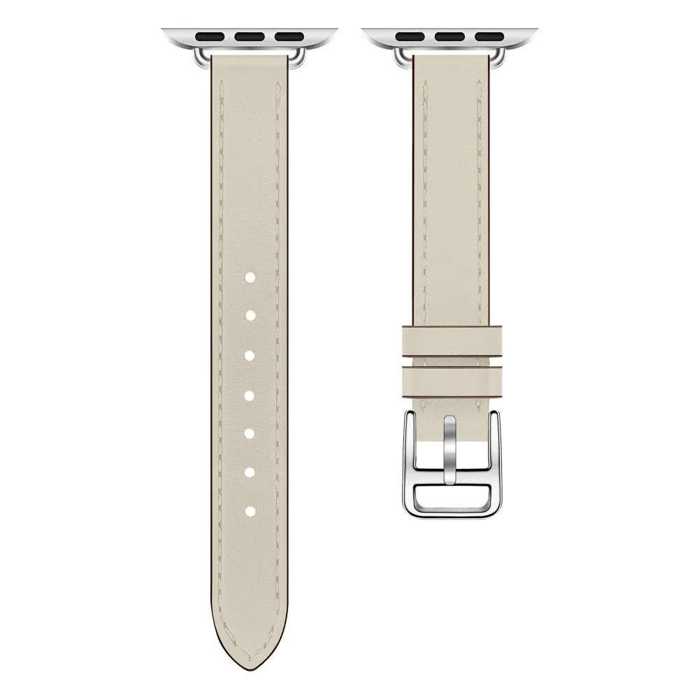 Apple Watch (41mm) breathable genuine leather watch strap - White