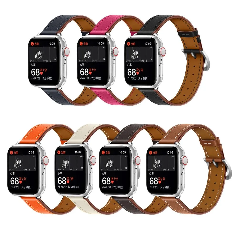 Apple Watch (41mm) breathable genuine leather watch strap - White