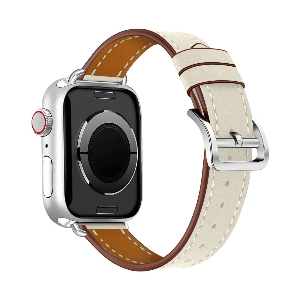 Apple Watch (41mm) breathable genuine leather watch strap - White