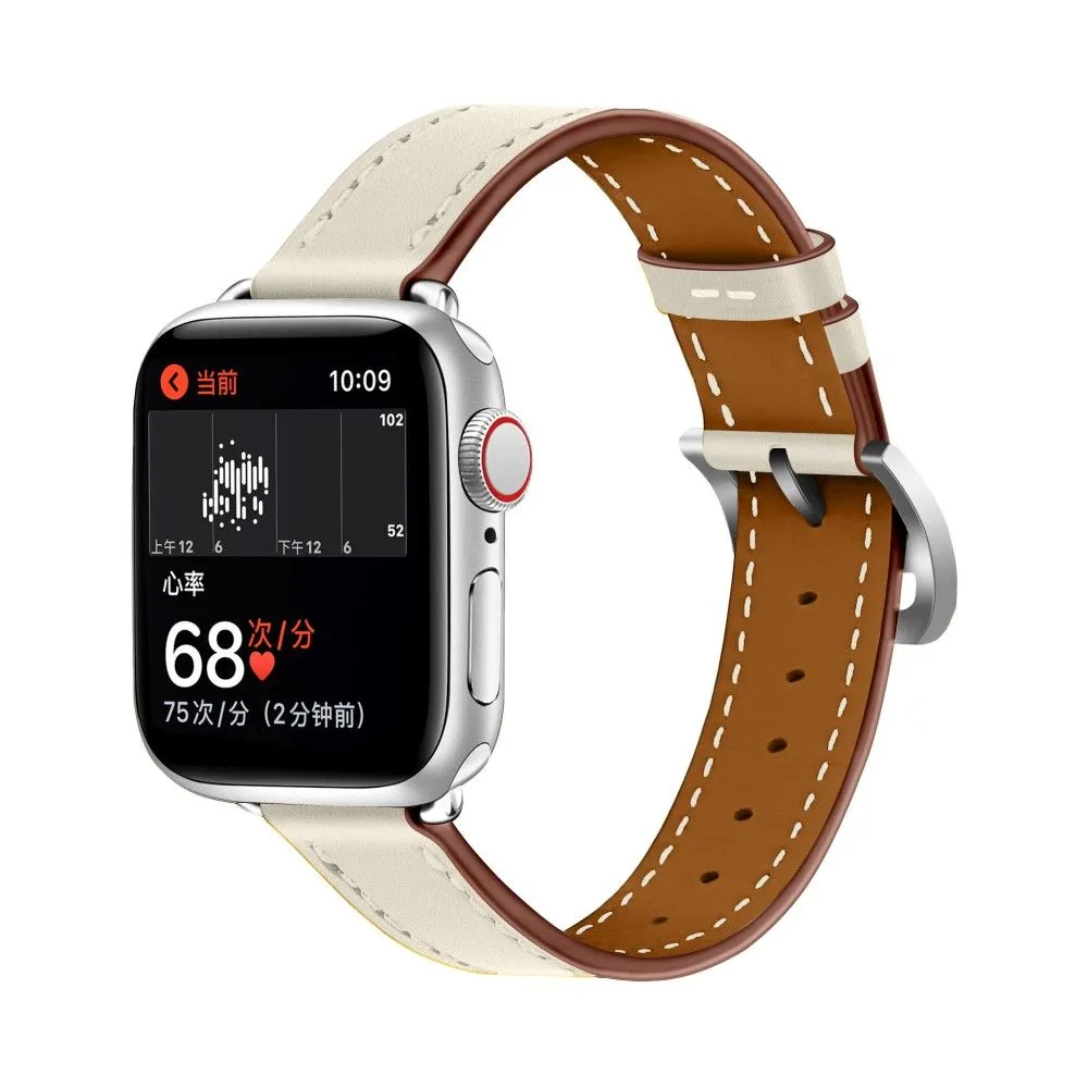 Apple Watch (41mm) breathable genuine leather watch strap - White
