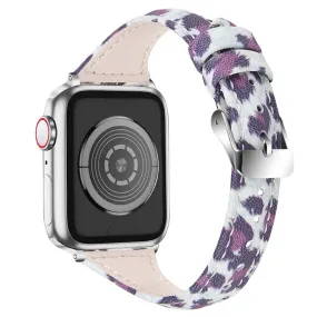 Apple Watch (41mm) leopard pattern cowhide genuine leather watch strap - Black Leopard