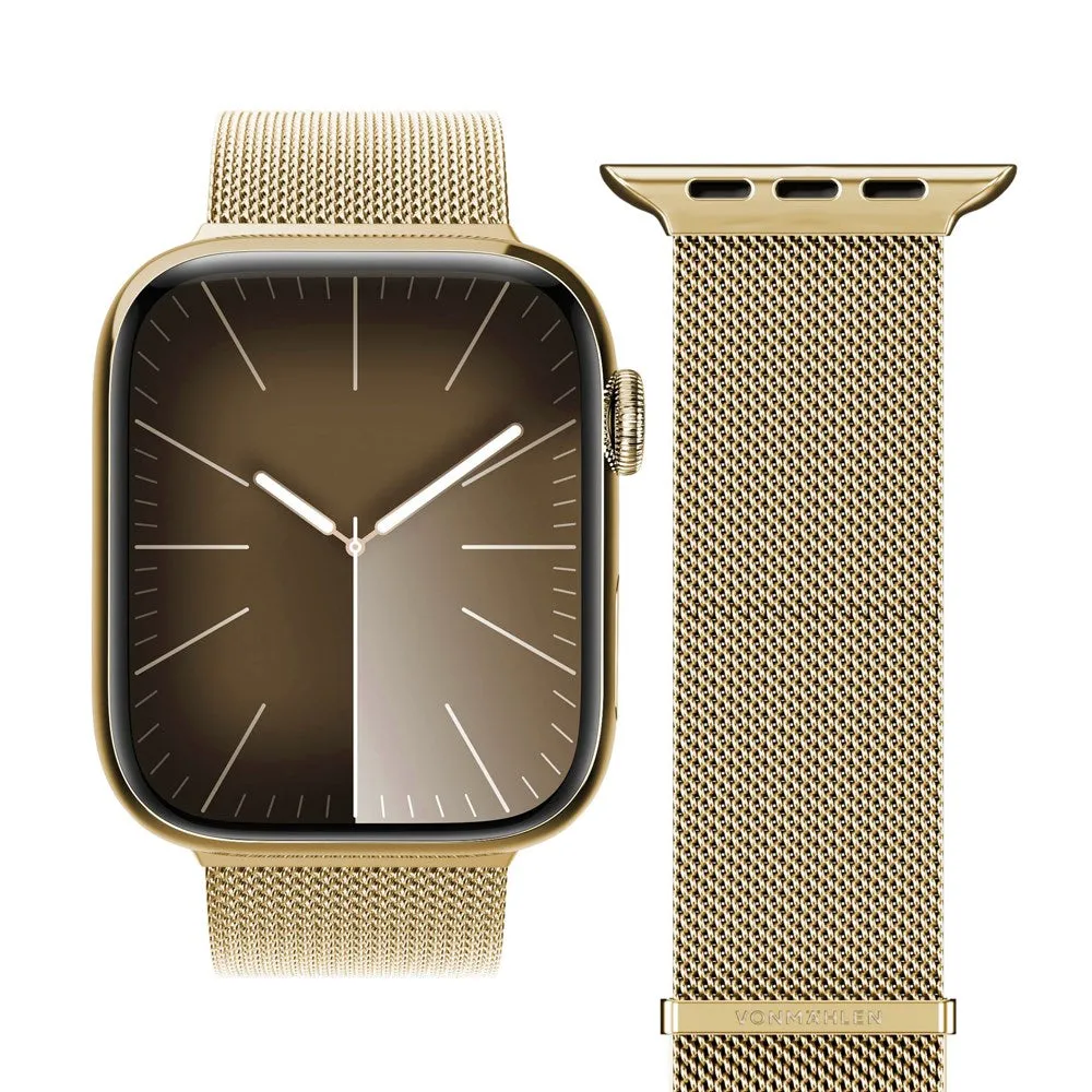 Apple Watch (42/44/SE/45/46/49mm) Vonmählen Milanese Loop 2 Rustfri Stål Rem - Guld