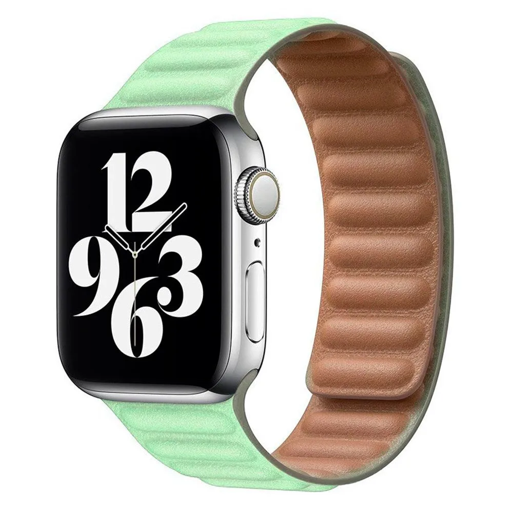 Apple Watch (42/44/SE/45/49mm) Lippa Magnetisk Læder Rem - Turkis