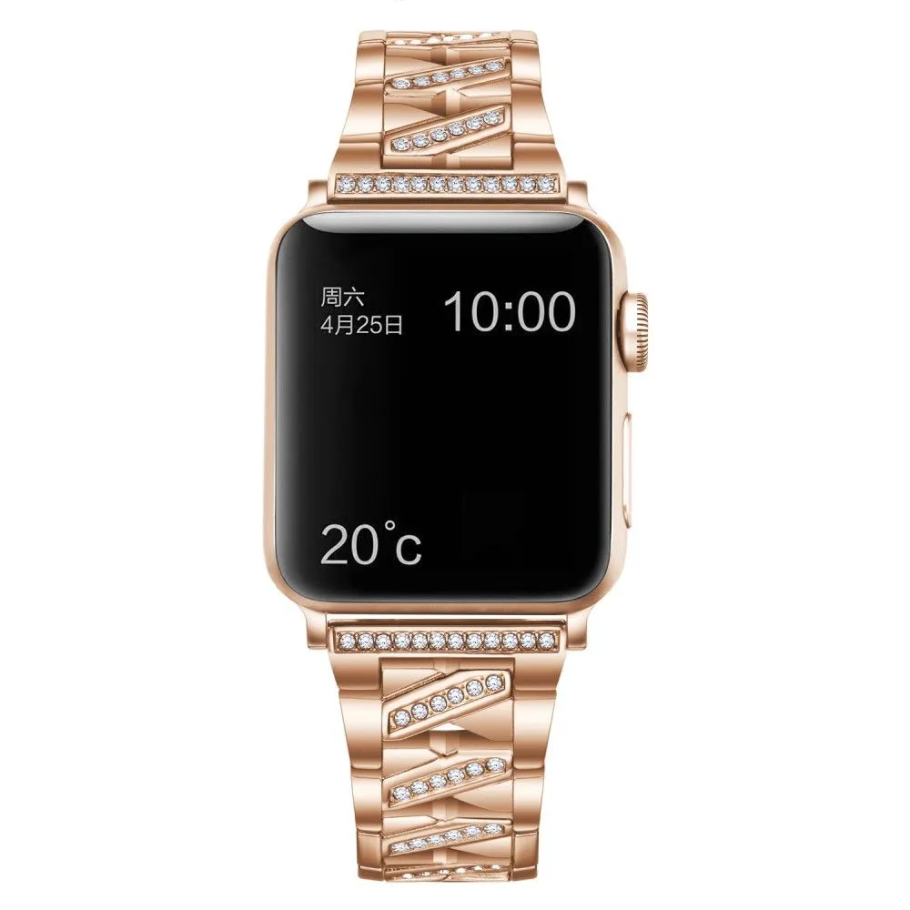 Apple Watch (45mm) rhinestone X design watch strap - Rose Gold