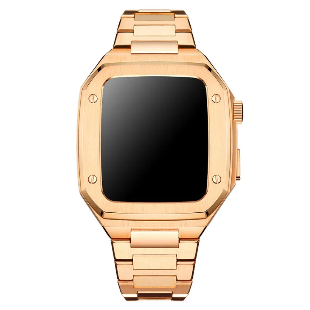 Apple Watch (45mm) stainless steel double fold buckle watch strap - Rose Gold