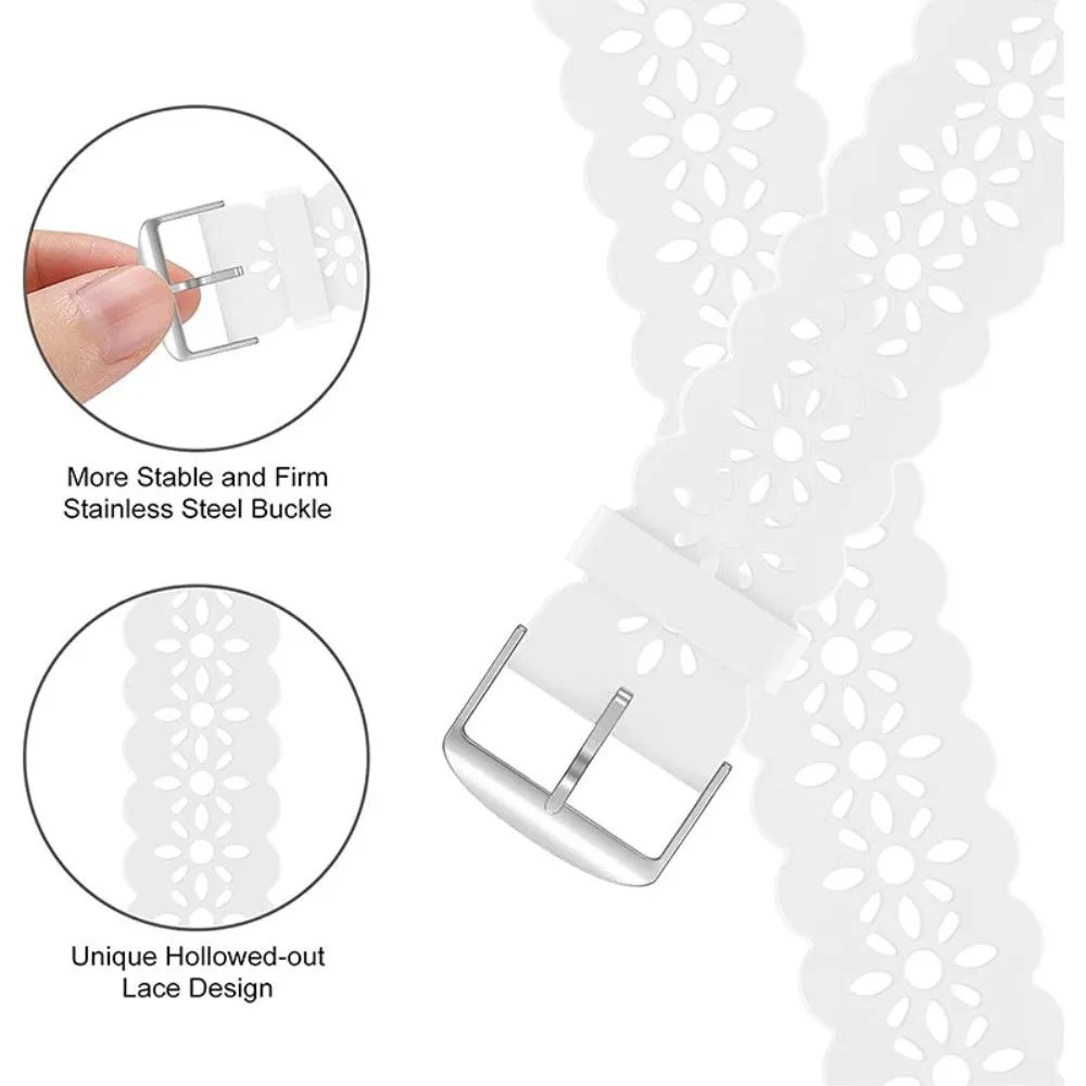 Apple Watch (45mm) stylish blossom silicone watch strap - White
