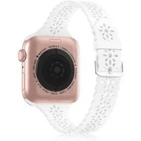 Apple Watch (45mm) stylish blossom silicone watch strap - White