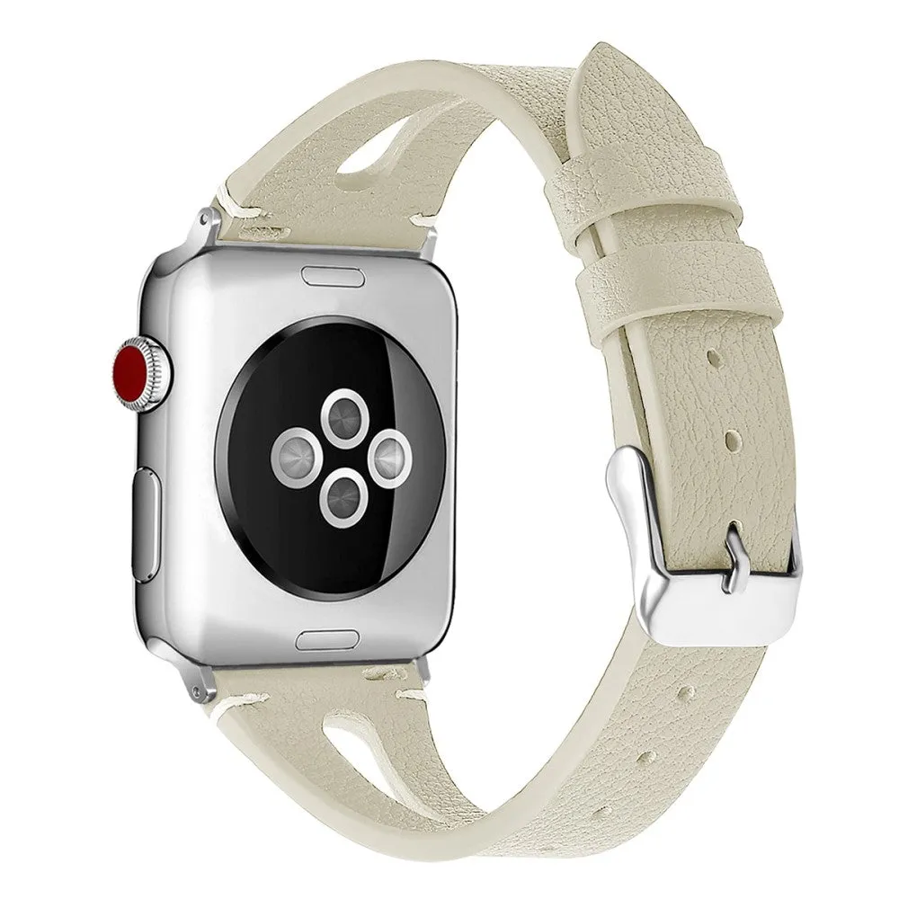 Apple Watch (45mm) top layer cowhide genuine leather watch strap - Beige