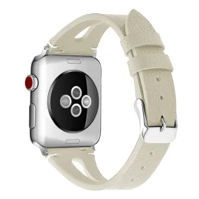 Apple Watch (45mm) top layer cowhide genuine leather watch strap - Beige