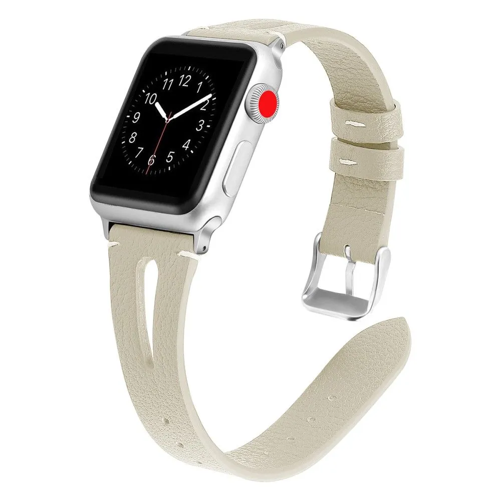 Apple Watch (45mm) top layer cowhide genuine leather watch strap - Beige