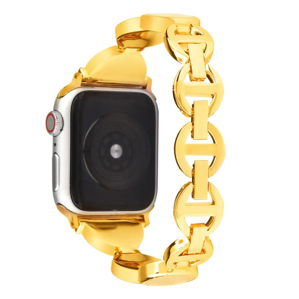 Apple Watch (45mm) unique rhinestone décor stainless steel watch strap - Gold