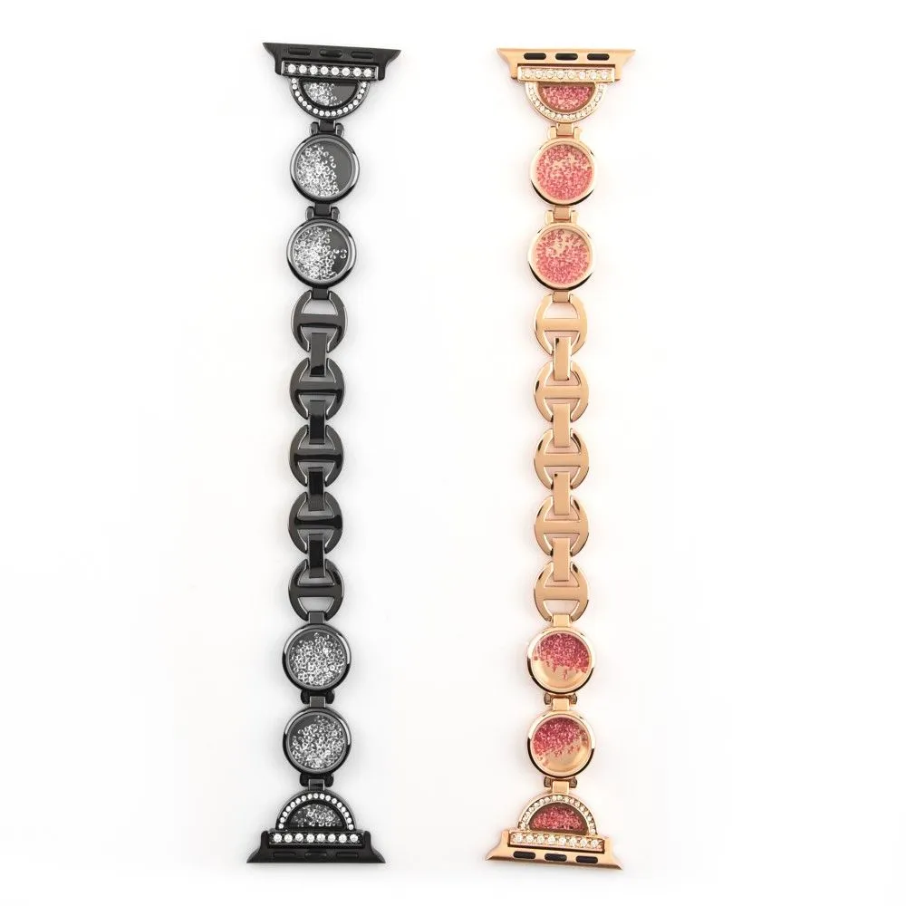 Apple Watch (45mm) unique rhinestone décor stainless steel watch strap - Gold