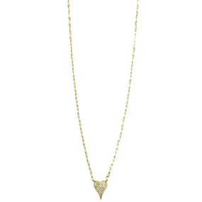 Ashley Gold Stainless Steel Gold Plated Link Chain CZ Elongated Heart Necklace