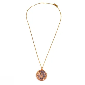 Ashley Gold Sterling Silver Gold Plated Chain OM CZ Charm Necklace