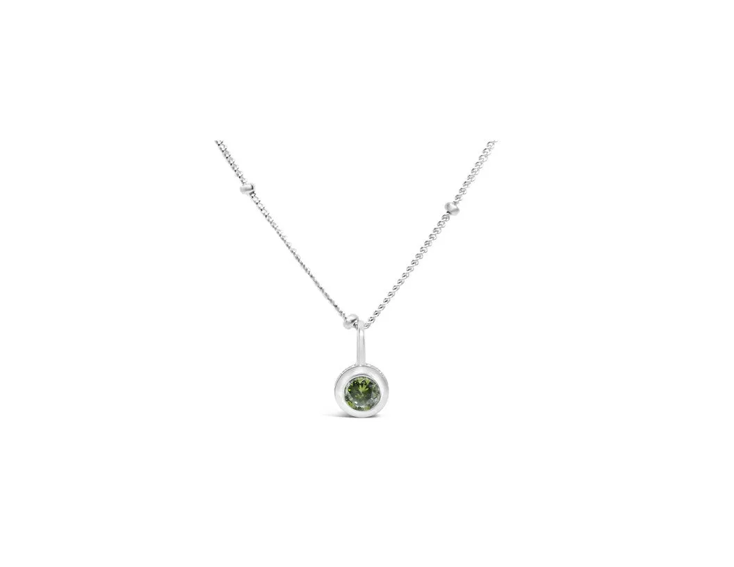 August Birthstone Necklace - Silver