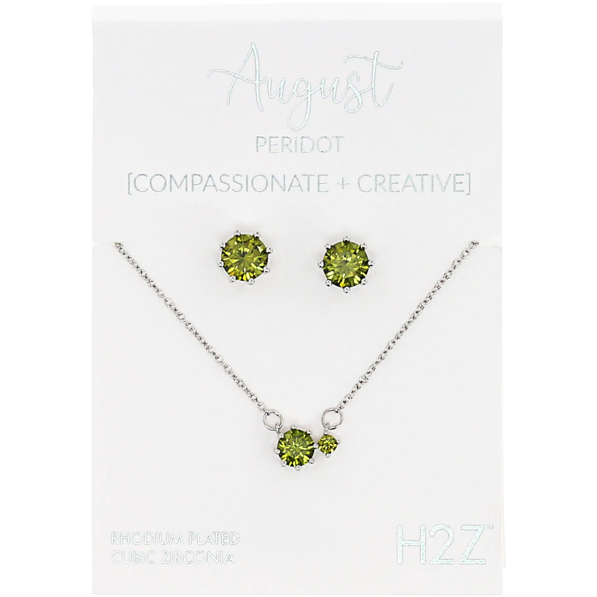 August Peridot 16.5"-18.5" Birthstone Jewelry Gift Set