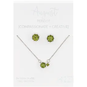 August Peridot 16.5"-18.5" Birthstone Jewelry Gift Set
