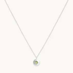 August Peridot Birthstone Necklace in Solid White Gold