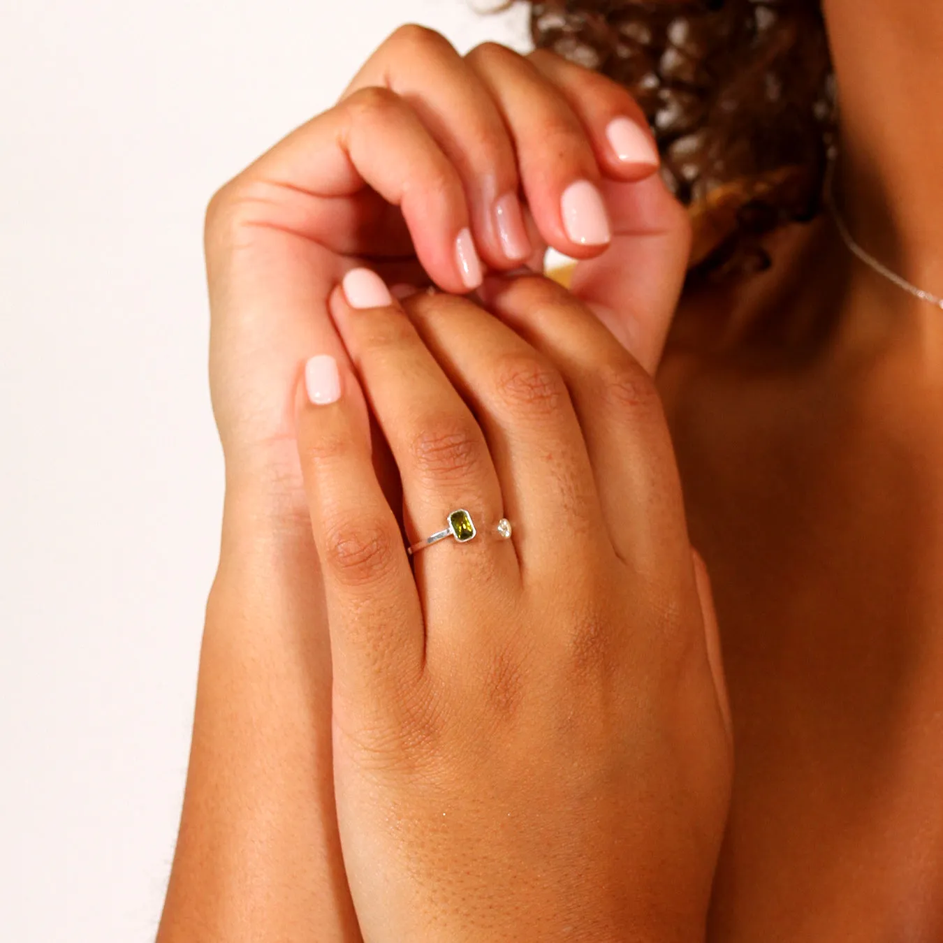 August Peridot Birthstone Ring - Silver