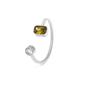 August Peridot Birthstone Ring - Silver