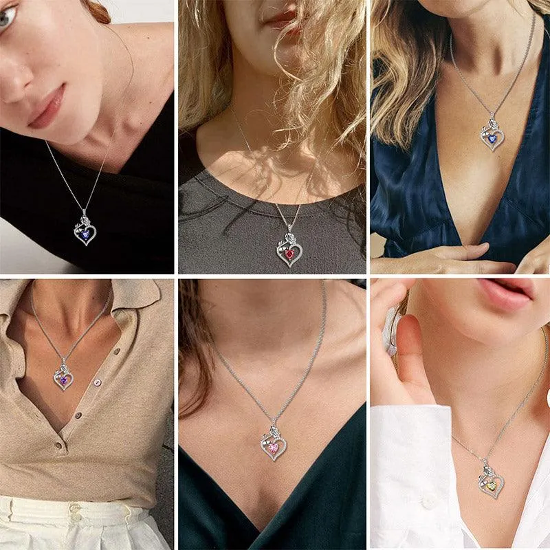 August Peridot Necklace Women Heart Birthstone Pendant Flower Rose Jewelry Birthday Gifts