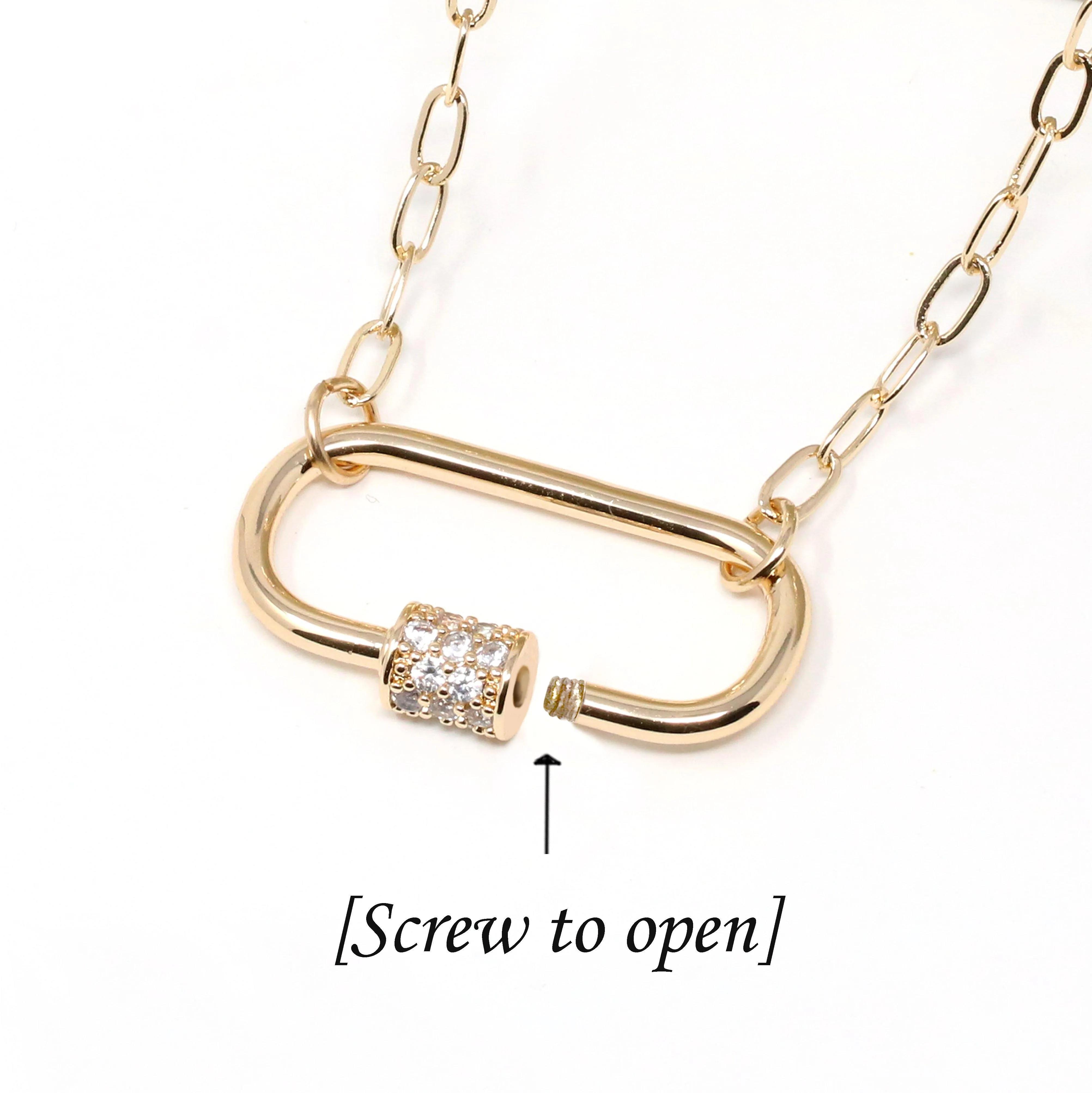 Birthstone Pave Carabiner Necklace