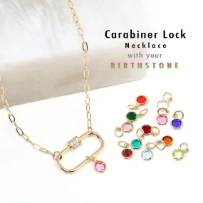 Birthstone Pave Carabiner Necklace