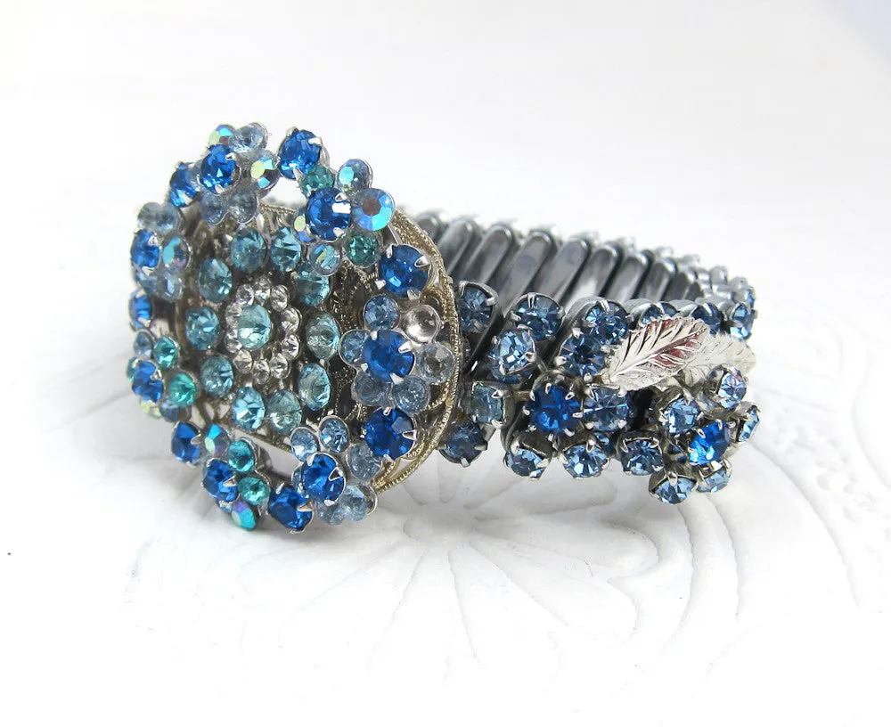 Blue Rhinestone Stretchy Bracelet
