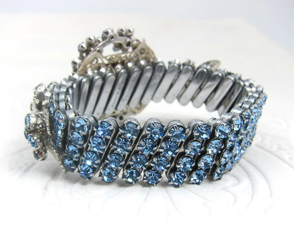 Blue Rhinestone Stretchy Bracelet