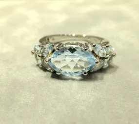 Blue Topaz Cluster Gemstone Ring