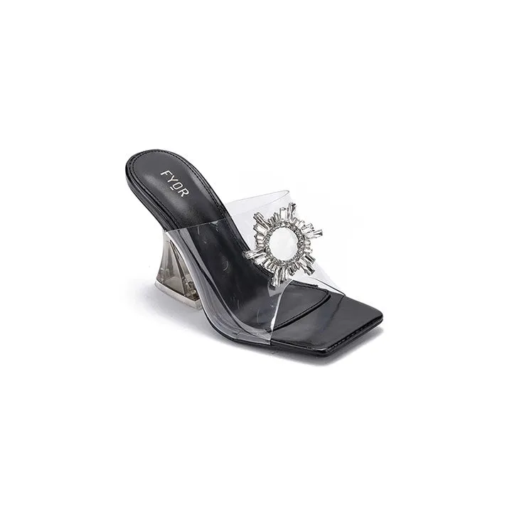 Brooch embellished PVC Mule BB 26