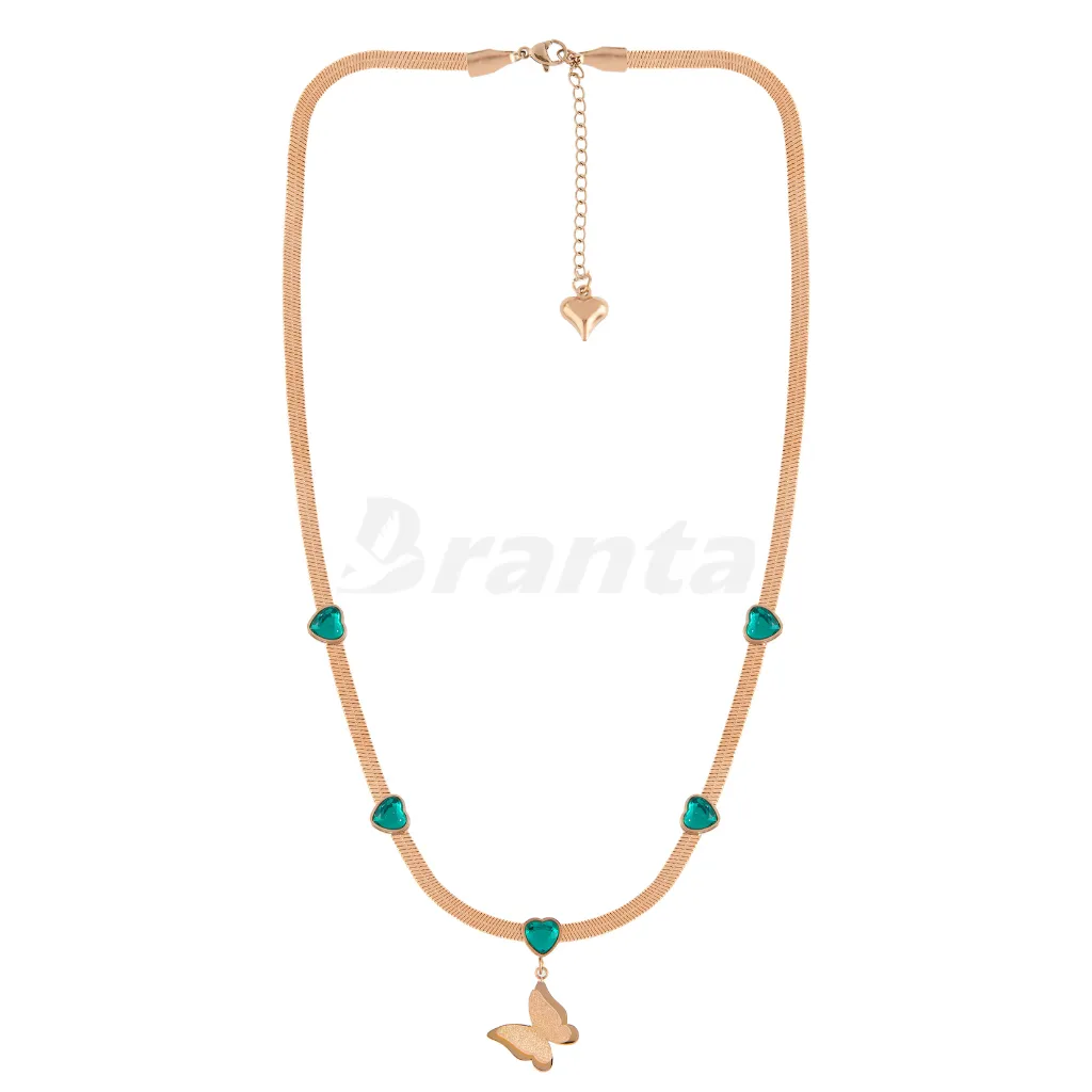 Butterfly Pendant Heart Emerald Necklace