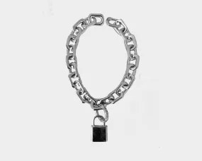 C. Large Link Love Lock Silver Necklace - The St. Tropez